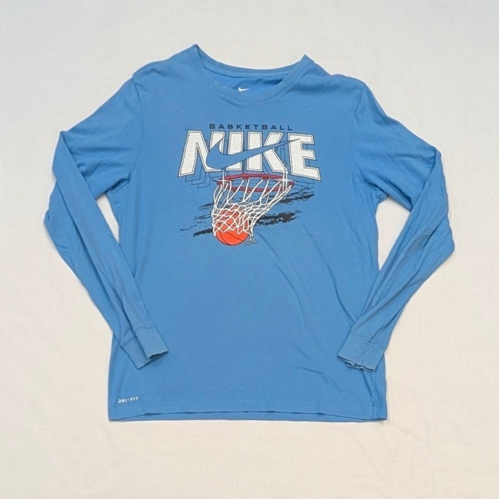 Nike Basketball Dri-FIT Long Sleeve Graphic Tee Light Blue Mens Large